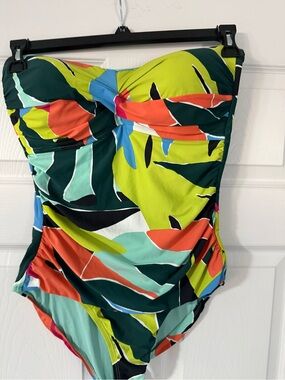 Anne Cole Bright Multicolor Leaf-Print One-Piece Swimsuit